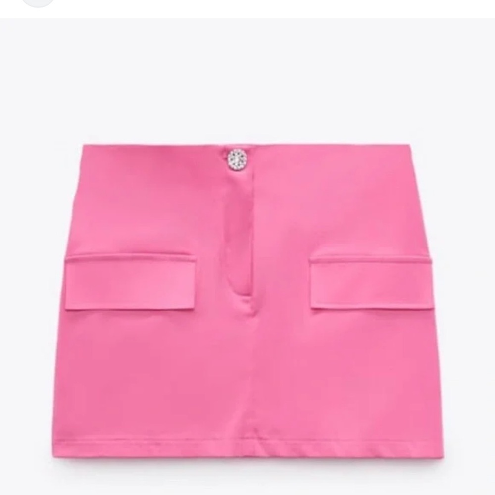 Zara Pink Skirt with Rhinestone Button